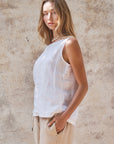 The Nell White Linen Top