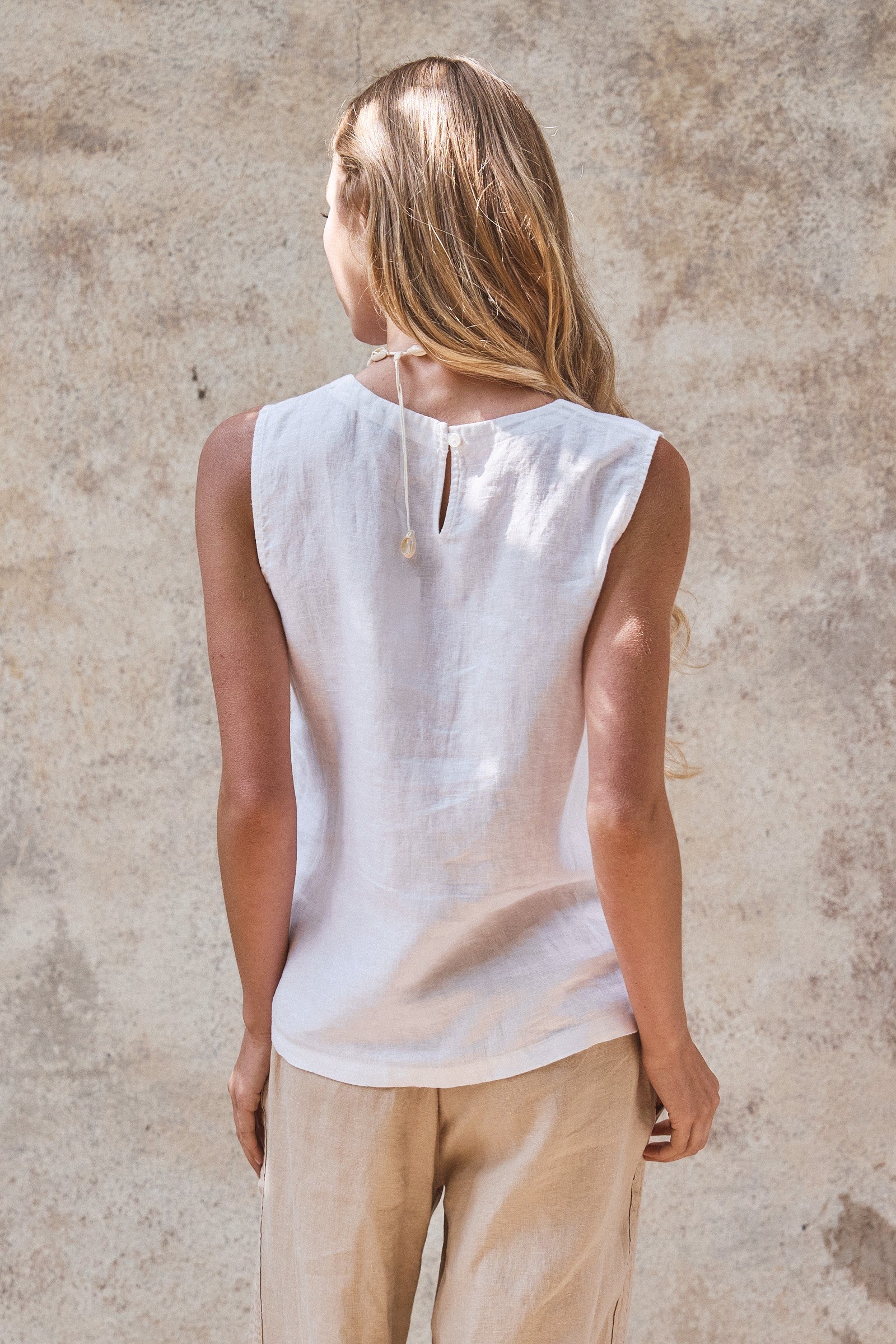 The Nell White Linen Top