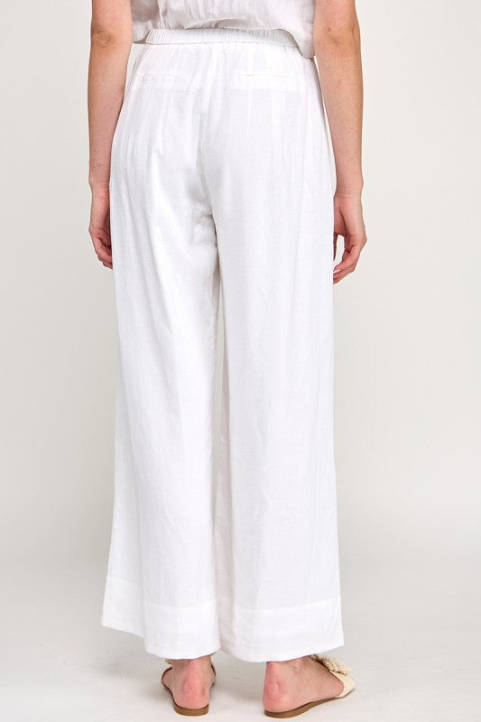 The Nelle Off White Linen Vest + Pants Set - Sold Separately