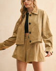 The Nellie Vegan Suede Jacket + Short Set - Sold Separately