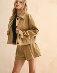 The Nellie Vegan Suede Jacket + Short Set - Sold Separately
