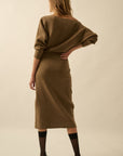 The Nevaeh One Shoulder Sweater Midi Dress