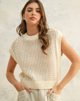 The Nevah Cream Crochet Knitted Top