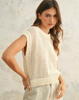 The Nevah Cream Crochet Knitted Top