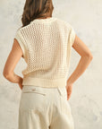 The Nevah Cream Crochet Knitted Top