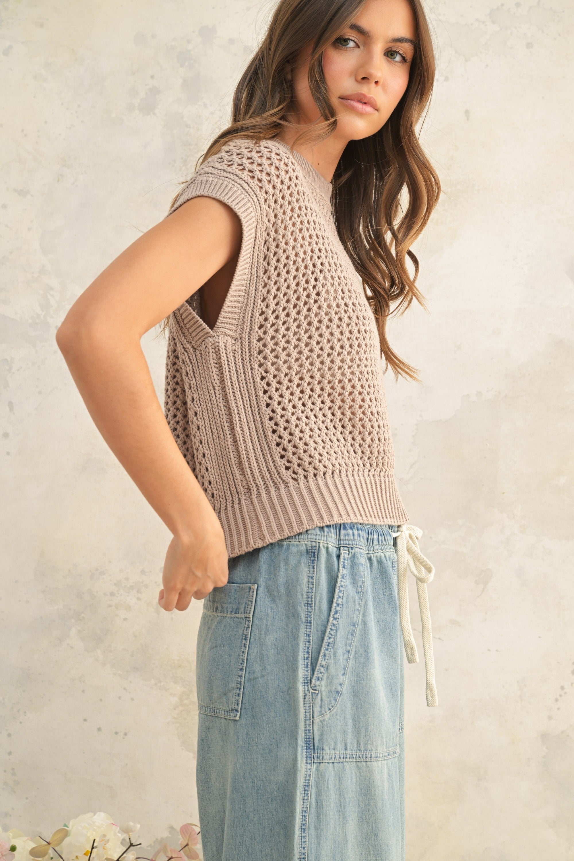 The Nevah Stone Crochet Knitted Top