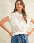 The Nevah White Crochet Knitted Top