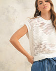 The Nevah White Crochet Knitted Top