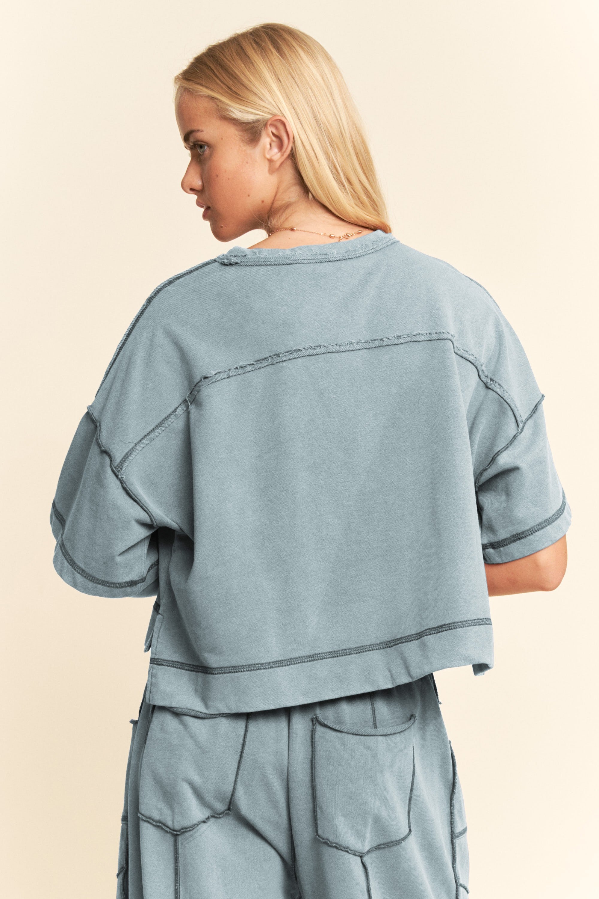 The Neve Distressed Top + Pant Set - Sold Separately
