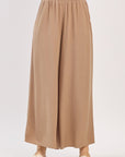 The Della New Taupe Smocked Wide Leg Pants