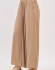 The Della New Taupe Smocked Wide Leg Pants