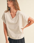 The Nico Striped Beige V-Neck Top