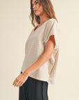 The Nico Striped Beige V-Neck Top