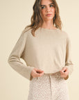 The Nicole Taupe Long Sleeve Top