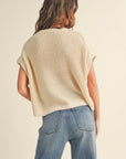 The Nila Dolman Beige Solid Knitted Top