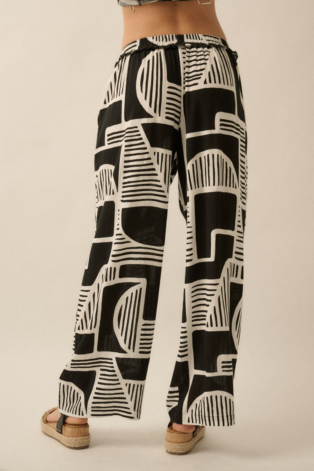 The Petra Black Abstract Top + Pants Set - Sold Separately