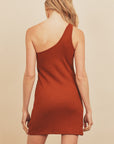 The Pimy Rust One Shoulder Dress