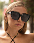 The Portofino Black Acetate Oversized Cat Eye Sunglasses