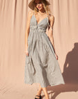The Prya Navy Striped Maxi Dress