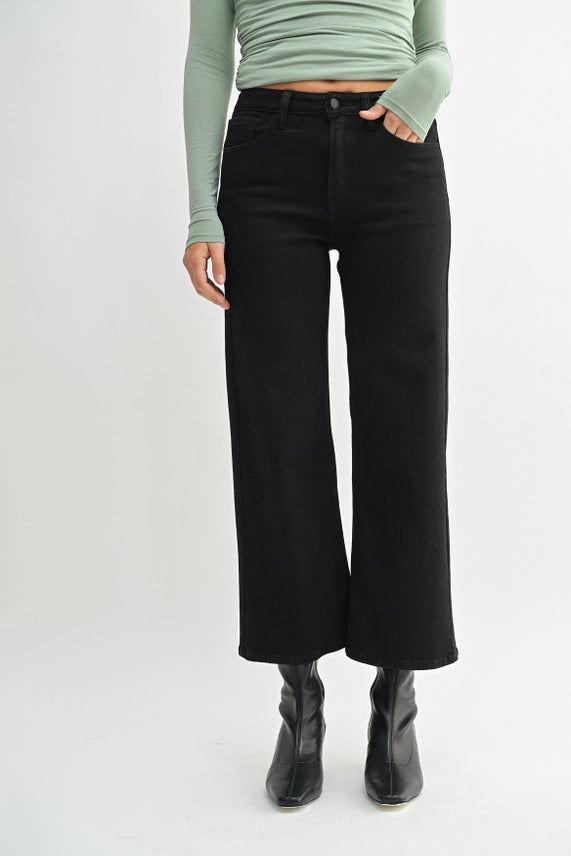 The Rae Black Denim Wide Leg Jeans – Thread + Seed