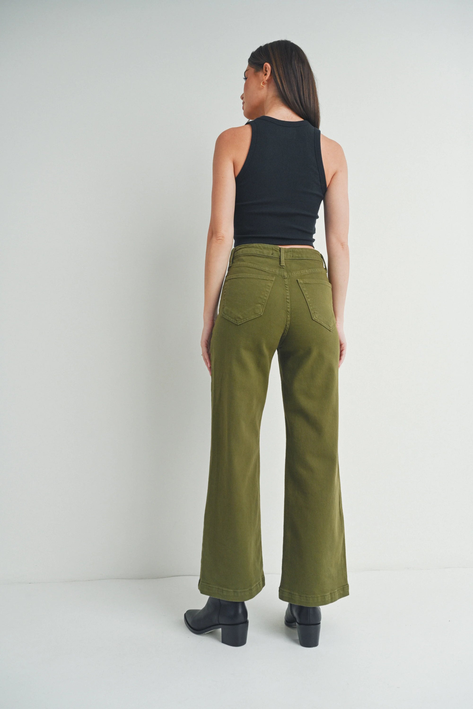 The Raley Army Green Patch Pocket Wide Leg Jeans