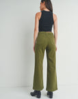 The Raley Army Green Patch Pocket Wide Leg Jeans by Just Black Denim