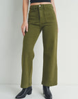 The Raley Army Green Patch Pocket Wide Leg Jeans by Just Black Denim