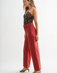 The Raley Dark Burgundy Patch Pocket Wide Leg Jeans