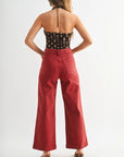 The Raley Dark Burgundy Patch Pocket Wide Leg Jeans