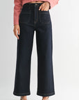 The Raley Super Dark Patch Pocket Wide Leg Jeans
