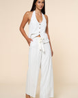 The Reba Striped Halter Top + Pant Set - Sold Separately