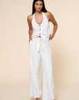 The Reba Striped Halter Top + Pant Set - Sold Separately