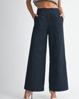 The Rebecca Navy Buttoned Wide Leg Pants