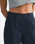 The Rebecca Navy Buttoned Wide Leg Pants