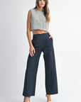 The Rebecca Navy Buttoned Wide Leg Pants