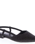 The Reese Black Slingback Raffia Flats