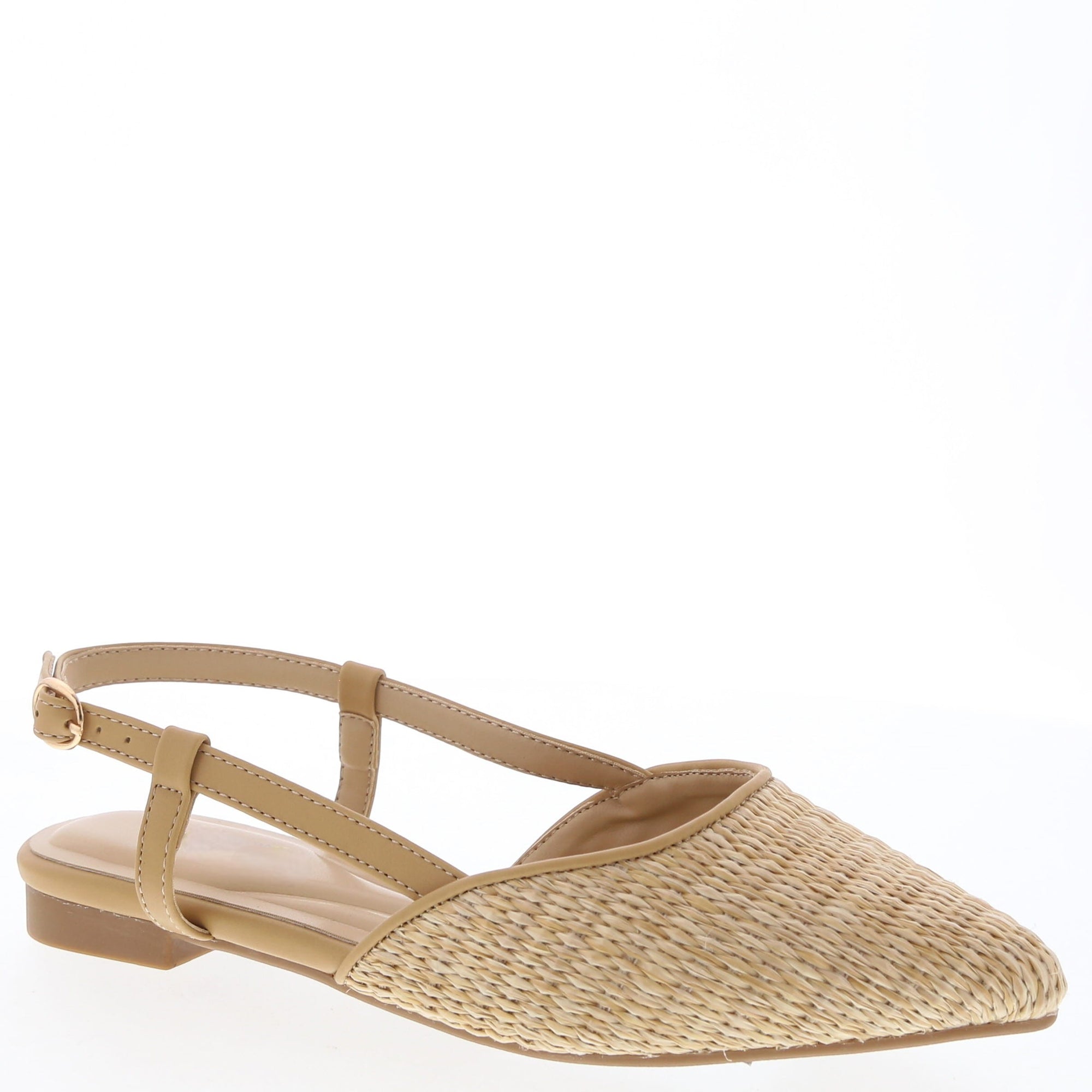 The Reese Camel Slingback Raffia Flats