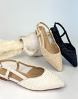 The Reese Camel Slingback Raffia Flats