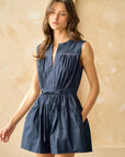 The Regan Navy Waist Tie Romper