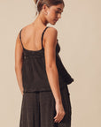 The Remi Charcoal Black Mineral Washed Top + Pant Set - Sold Separately