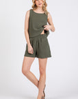 The Ren Olive Cotton Gauze Top + Shorts Set - Sold Separately