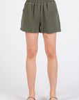 The Ren Olive Cotton Gauze Top + Shorts Set - Sold Separately