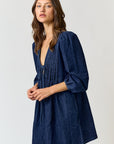 The Reverie Pleated Denim Romper