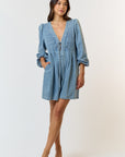 The Reverie Medium Wash Pleated Denim Romper