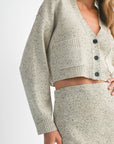 The Riley Taupe Cardigan Knit Top + Midi Skirt Set- Sold Separately