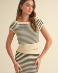 The Rita Striped Knit Top + Skirt Set - Sold Separately