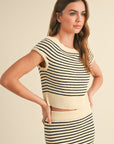 The Rita Striped Knit Top + Skirt Set - Sold Separately