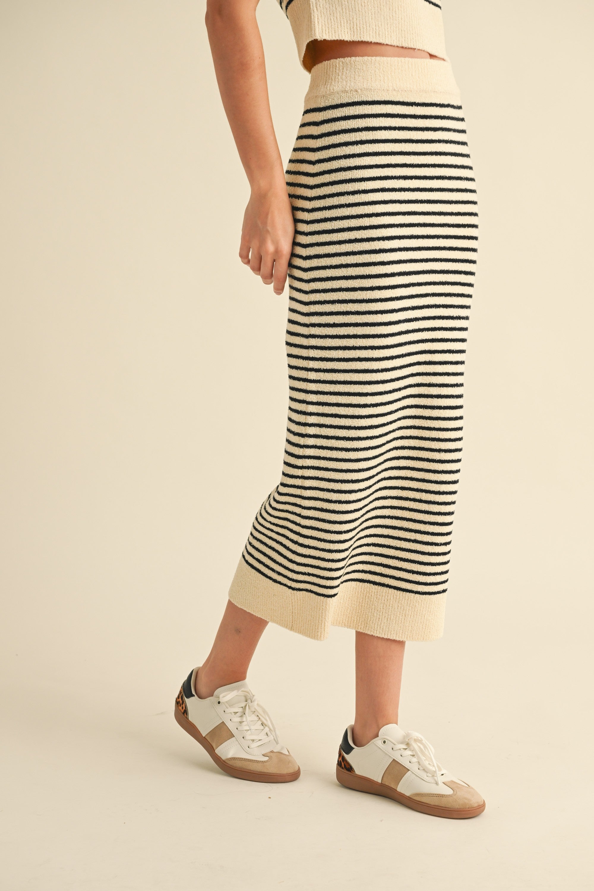 The Rita Striped Knit Top + Skirt Set - Sold Separately