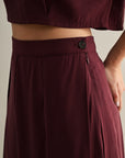 The Roma Wine Crop Top + Midi Skirt Set - Sold Separately