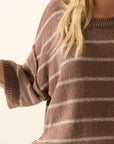 The Romy Espresso Striped Boatneck Top